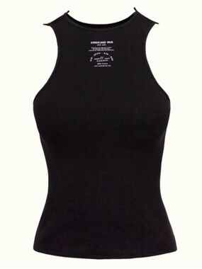 Orseund Iris Black Ribbed High Neck Tank